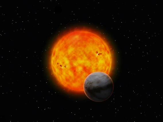 Artist’s impression of planet GJ 1214 b passing in front of its host star