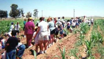 Students visiting a farm